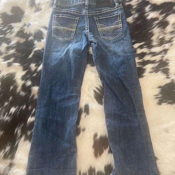 Boys Size 7 Rock & Roll Blue Denim Jeans with Contrast Stitching - Picture 2 of 4